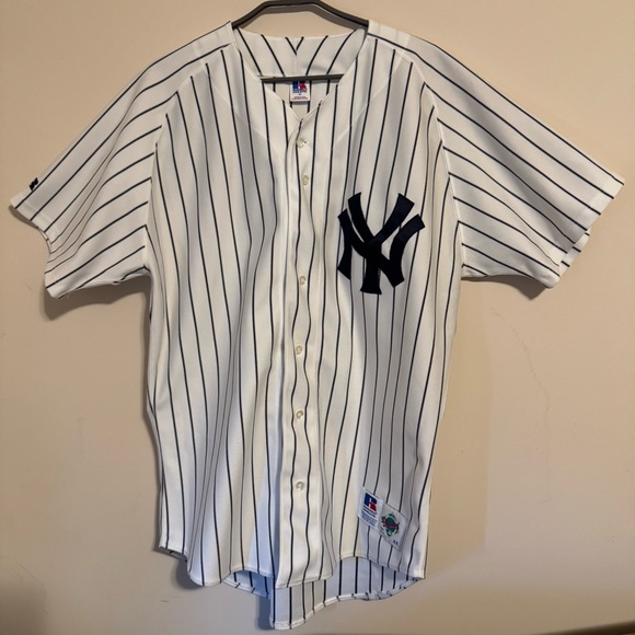 Vintage Other - Vintage 1990s New York Yankees Russell athletics MLB Baseball striped Jersey